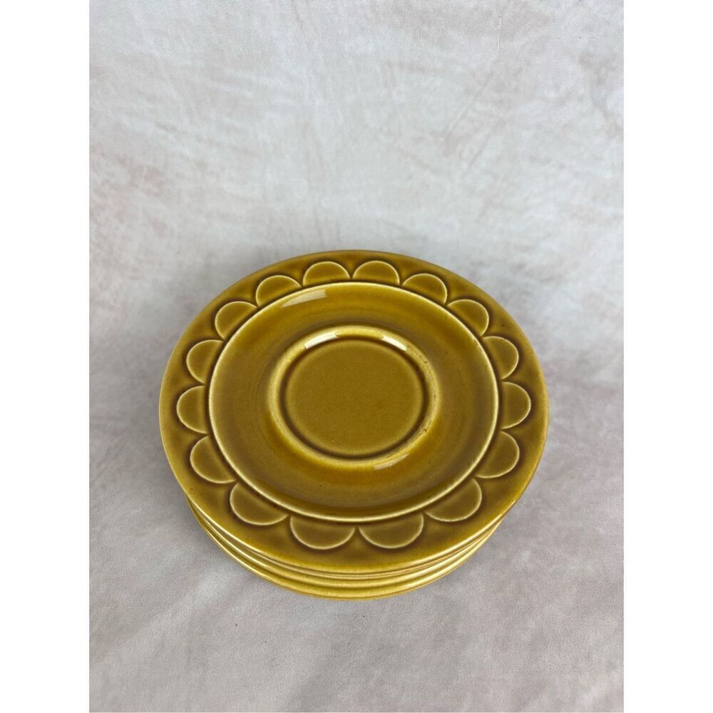 Vintage MCM Golden Yellow Saucer Plates